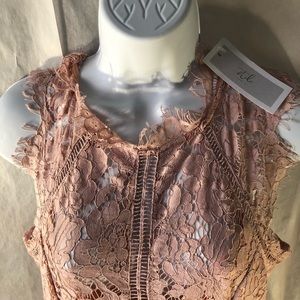 Sugar Lips dusty pink crochet midi dress